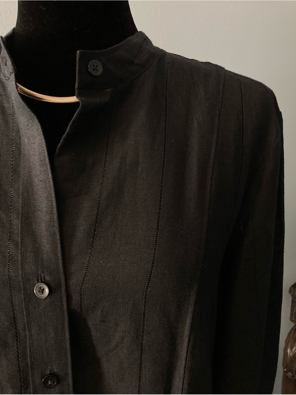 TALBOTS Linen Button-Up Linen Top Summer Linen Black Cotton Top